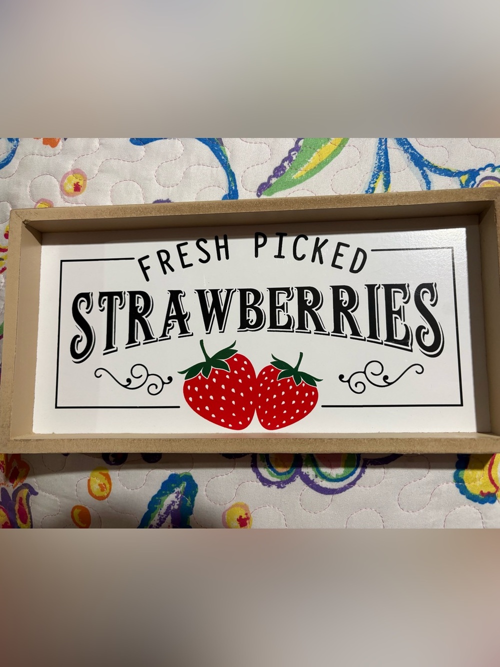 Fresh Picked Strawberries Wall Sign - Red, Green, White